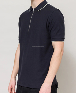 Polo de verano con cremallera para hombre, personalizado, transpirable, de color sólido, con estampado, MOQ bajo, 180 g - Product Image 2