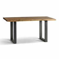 Table à manger pliable en bois d'acacia massif avec bord naturel |   Meubles de salle à manger pour hôtel de luxe industriel |   Fait main, taille personnalisée