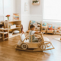 Vente en gros de voiture à bascule écologique en rotin fait main meubles naturels pour bébé jouet décoratif durable du Vietnam