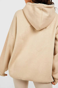 Sweat à capuche surdimensionné 100% coton de haute qualité pour femmes Style Streetwear à épaules tombantes impression personnalisée Service OEM à capuche avant - Product Image 4