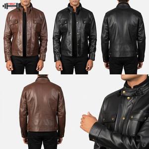 Veste en cuir pour homme de haute qualité, style streetwear personnalisé, manches longues, bomber de course, imperméable et coupe-vent - Product Image 6