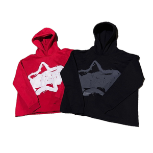 Custom 100% Cotton Distressed Man Fleece Sweatshirt for Men Oversized Hoodie 3D for Puff Print Cut Edge Corpped Pullover for - Product Image 1