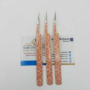 Pinzas de extensión de pestañas recubiertas de papel con diseño de leopardo, acero inoxidable, profesional, 90 grados, finas - Product Image 6