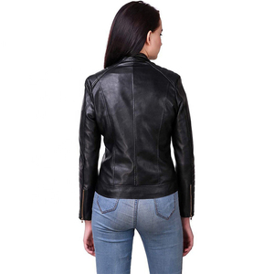 Chaquetas de cuero de piel de oveja transpirables personalizadas de alta calidad para mujer Chaquetas de tamaño de invierno de moda originales Servicio OEM - Product Image 3