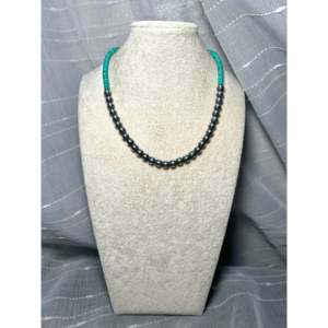 Collier Navajo en turquoise Kingman de 8 mm et argent sterling, bijou culturel de collection - Product Image 3
