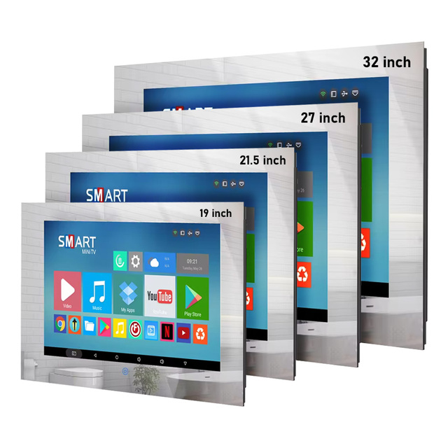 Haocrown Touch Screen IP66 Waterproof Smart Mirror 19 22 27 32 Inch TV With Android 11 4+64GB Bathroom TV
