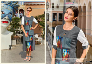 Exclusive Indian Ethnic Designer Fabric Silk Kurta <b>Kurti</b> <b>Women</b> Latest Digital Print Trendy Party Wear Pakistani Clothing Style - Product Image 2