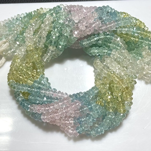 Perles en forme de rondelle de pierres précieuses d'aigue-marine naturelle de haute qualité multi-facettes pour la fabrication de bijoux-Perles de pierre en gros - Product Image 3