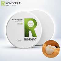 Bloc de zircone monolithique polyvalent Rondcera MDR ISO 13485 Full Contour pour la restauration de couronnes et bridges postérieurs en dentisterie CAD/CAM