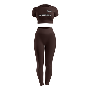 Ensemble de vêtements de sport pour femmes avec impression par transfert thermique, haut court et leggings en polyester extensible, uniforme de fitness d'équipe, fournisseur d'usine - Product Image 2