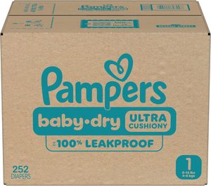 Pañales Pampers Baby Dry, talla 1, 8-14 lbs, 252 unidades, pañales desechables absorbentes - Product Image 2