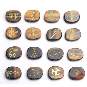 Pierre de palmier en forme d'oeil de tigre, ensemble de 16 pièces de karuna, cristal de guérison naturel, pierre précieuse Reiki, ensemble de karuna, vente en gros - Product Image 2