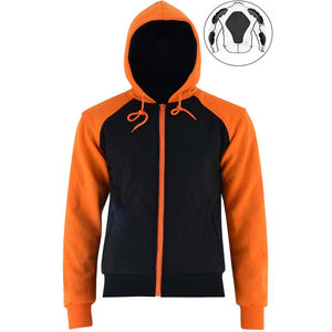 Sudadera con capucha de lana negra y naranja para motocicleta para hombres recién llegados estilo de conducción Sudadera con capucha de motorista personalizada con protecciones extraíbles - Product Image 3