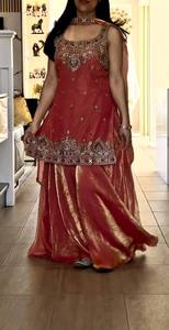 TOP PLAZZO Vintage 3mm Heavy Sequence Embroidery Work Suit Pure Fandy Silk Dupatta Loose Silhouette Natural Sequined Deco Solid - Product Image 3