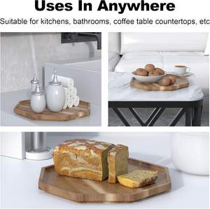 Le plateau de service en bois octogonal de qualité supérieure ajoute de la chaleur à la configuration de la cuisine pour un usage quotidien et des occasions spéciales - Product Image 3