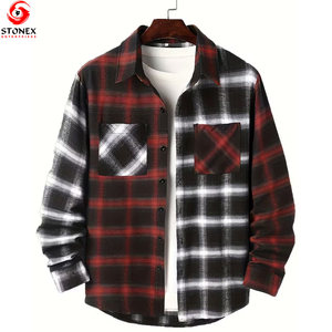 Chemises en flanelle popeline d'automne personnalisées de qualité supérieure pour hommes, coton/fibre de bambou de haute qualité, séchage rapide, respirantes, décontractées - Product Image 1