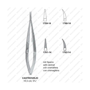 Castroviejo ที่ใส่เข็มขนาดเล็ก A-1 Veritas ที่ยึดเข็มเย็บโค้งสแตนเลส - Product Image 1