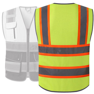 Gilet de sécurité haute visibilité pour la construction, prix de gros, design personnalisé, vente chaude, léger, 100% polyester respirant, fabriqué au Pakistan - Product Image 2