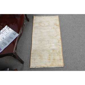 Alfombra turca de lana clásica Beige de 1,6X3,2 pies, diseño de retazos para entrada, sala de estar, dormitorio, pasillo Rectangular, látex en forma de pasillo - Product Image 1