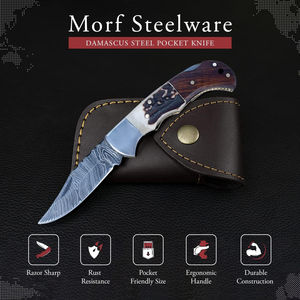 Cuchillo de cocina de hoja fija de acero damasco Premium hecho a mano mango de madera de 12 pulgadas grado industrial personalizado fabricante OEM/ODM - Product Image 3