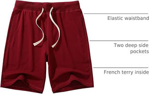 Shorts en molleton pour hommes, tissu en coton doux, coupe décontractée, taille élastique, confort décontracté pour l'été - Product Image 3