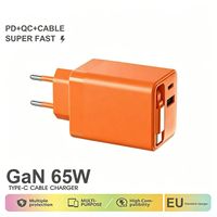 Chargeur portable 65W PD3.1 avec câble rétractable USB-C/USB-A OTP Chargeur rapide pour ordinateur portable et téléphone