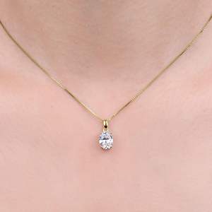 Collier pendentif solitaire Moissanite taille ovale pour femme, diamant simulé en argent sterling 925 plaqué or blanc 14 carats - Product Image 4