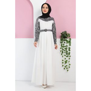 Vestido de Fiesta con Plumas, Talla XS, Vestido de Gala Maxi con Lentejuelas, Perlas y Flores, Elegante Vestido de Noche para Baile de Graduación - Product Image 6