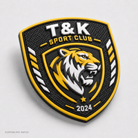Patch en PVC souple 3D personnalisé, motif tigre, badge en caoutchouc, logo anniversaire 2024 pour maillots de sport, sacs, chapeaux, patchs de marquage