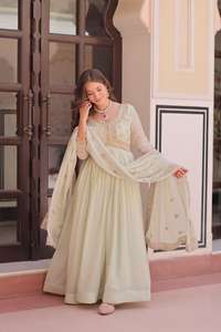 Vestido Anarkali con Cuentas y Lentejuelas al por Mayor para Mujer, Vestidos de Noche de Lujo con Cuentas para Bodas y Fiestas - Product Image 6