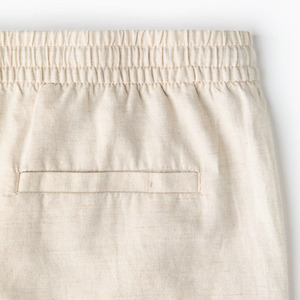 Shorts en lin pour homme, taille mi-haute, fermeture boutonnée, respirant, décontracté, tissu tissé, beige - Product Image 6