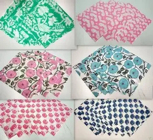 100% Hand Block Printed Cotton Napkins Stone Washed Cotton Napkins For Rustic Wedding Party napkins