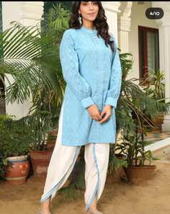 Conjunto Premium de Kurta Dhoti Indio para Mujer, Traje Tradicional de Algodón, Ropa Étnica Festiva de Verano, Kurti con Pantalones - Product Image 2