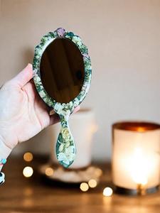 Resin Hand <b>Mirror</b> with Smooth Glossy Finish Perfect for Daily Use Makeup or Decorative Purposes Adding Stylish touch - Product Image 6