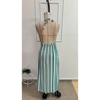 Robe longue élégante à bretelles spaghetti et col drapé avec fente avant, motif imprimé, idéale pour la plage et les sorties décontractées, par Jane's Women's.