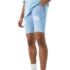 Distressed Custom Plain Cotton Stretchable Material Fashion Wear <b>Slim</b> <b>Fit</b> High Quality Jeans Wholesale <b>Men's</b> <b>Short</b> - Product Image 1