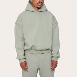 Chándal de ajuste atlético con hombros caídos para hombres con parte superior con capucha y parte inferior para correr, traje de gimnasio de dos piezas de lana - Product Image 6