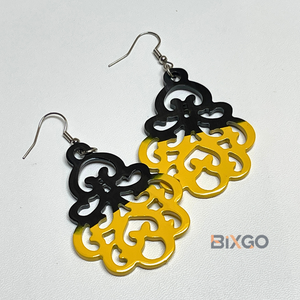 Vietnam Handcrafted Bottle-Shaped <b>Earrings</b> with <b>Black</b> and <b>Gold</b> Lacquer, Custom Wholesale Fashion Accessory Gift - Product Image 4