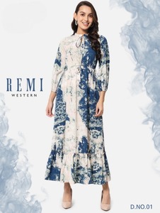 เดรสยาวพิมพ์ลายดอกไม้แฟชั่นใหม่สำหรับ2024ฤดูร้อนชุดเดรสยาวผ้าเครปคอกลมผ้าเรยอนสำหรับผู้หญิงขนาดใหญ่พิเศษสำหรับฤดูร้อน - Product Image 2