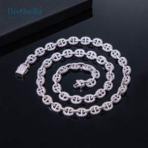 Venta caliente 14K oro y 925 plateado 8mm Moissanite Diamond G-Link Collar para hombres - Product Image 3