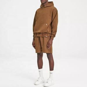 2022 conjuntos de Sudadera con capucha de lana de algodón de gran tamaño personalizados ropa de calle para hombres traje corto de sudor informal chándal para parejas - Product Image 1