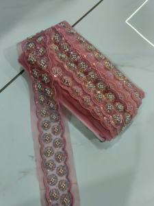 Robe de mariée en dentelle perlée pour conception de robe personnalisée Appliques de dentelle perlée de qualité supérieure pour couture de mariée Style français perlé - Product Image 3