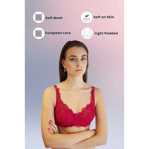 Marron Broom-Soutien-gorge européen en dentelle rembourré léger avec/sans armature - Product Image 4