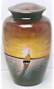 Urna humana de metal para adultos The Next Voyage, una urna de ceniza de gran aspecto para una persona que amaba los lagos, océanos, puestas de sol muy coloridas - Product Image 3