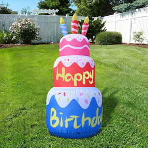 เค้กวันเกิดเป่าลมขนาด 6 ฟุต ของตกแต่งเป่าลมขนาดใหญ่สำหรับงานปาร์ตี้ในสวนกลางแจ้ง ฉลองสีสันสดใส - Product Image 2