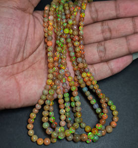 Cuentas de ópalo de fuego facetadas etíopes 17 pulgadas 43 CT 9mm-14mm Natural tratado térmicamente 4-6,50mm bolas lisas 20mm 8mm 3mm bola suelta - Product Image 3