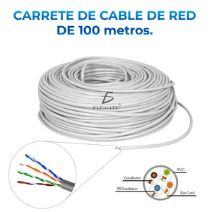 100 Meters Cat 5e UTP Cable PVC Coated Blanco and Red RJ-45 for <b>Computer</b> Use - Product Image 3