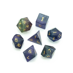 Dados de piedra de alta calidad, fluorita arcoíris, cristal natural, piedras curativas de reiki, piedras grabadas, juego de dados personalizado, cristal vikingo - Product Image 4