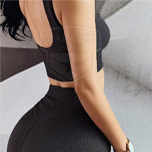 2025 nouveauté ensemble de Yoga d'entraînement sur mesure pour les femmes meilleur prix bas quantité minimale de commande Spandex/Polyester matériel motif solide - Product Image 4