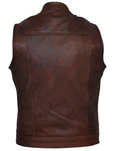 Veste de moto sans manches classique vintage rétro pour hommes col montant gilet de motard - Product Image 6